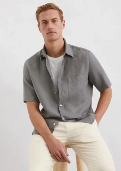 Kurzarm-Hemd regular aus reinem Leinen