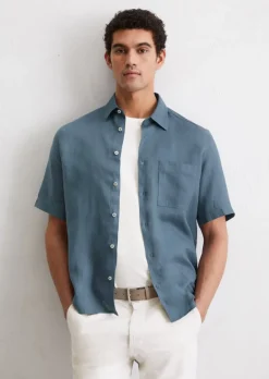 Kurzarm-Hemd regular aus reinem Leinen