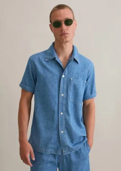 Kurzarm-Jeanshemd regular aus weichem Bio-Baumwoll-Mix