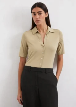 Kurzarm-Jerseybluse aus LENZING™ ECOVERO™