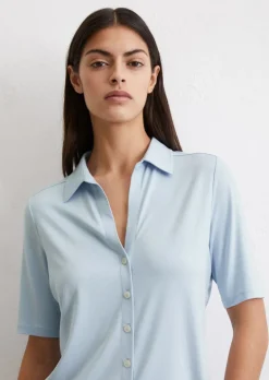 Kurzarm-Jerseybluse aus LENZING™ ECOVERO™