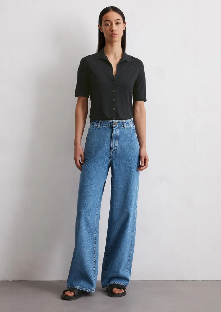 Kurzarm-Jerseybluse aus LENZING™ ECOVERO™