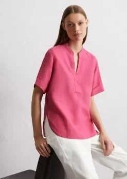 Kurzarm-Leinenbluse regular aus leichter Qualität