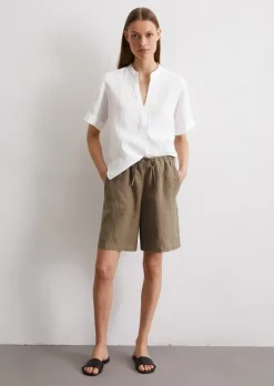 Kurzarm-Leinenbluse regular aus leichter Qualität