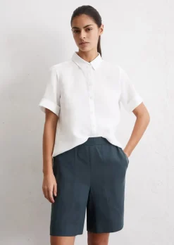 Kurzarm-Leinenbluse regular aus leichter Qualität