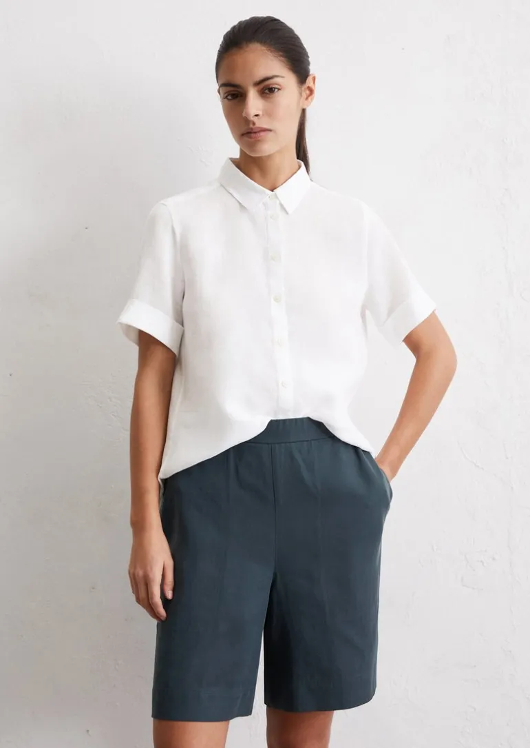 Kurzarm-Leinenbluse regular aus leichter Qualität