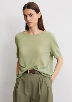 Kurzarm-Pullover loose aus Bio-Baumwolle-Mix