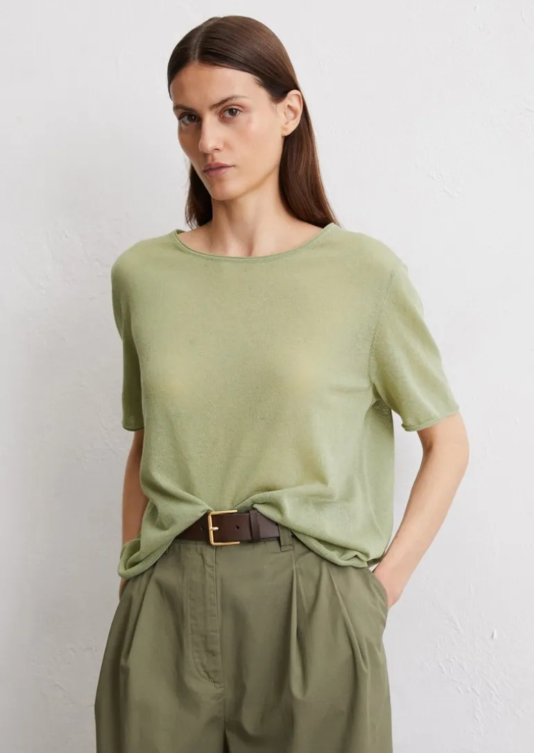 Kurzarm-Pullover loose aus Bio-Baumwolle-Mix