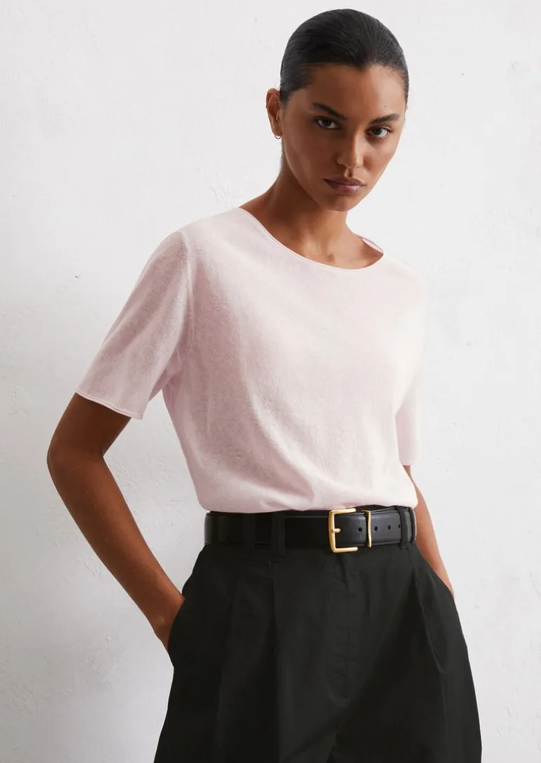 Kurzarm-Pullover loose aus Bio-Baumwolle-Mix