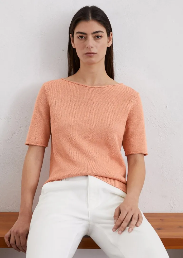 Kurzarm-Pullover regular aus Organic-Cotton-Leinen-Mix