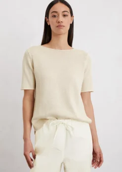 Kurzarm-Pullover regular aus Organic-Cotton-Leinen-Mix