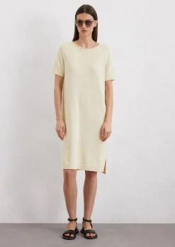 Kurzarm-Strickkleid relaxed aus Bio-Baumwolle-Leinen-Mix
