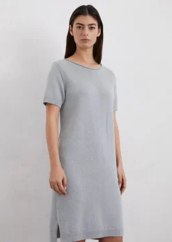 Kurzarm-Strickkleid relaxed aus Bio-Baumwolle-Leinen-Mix