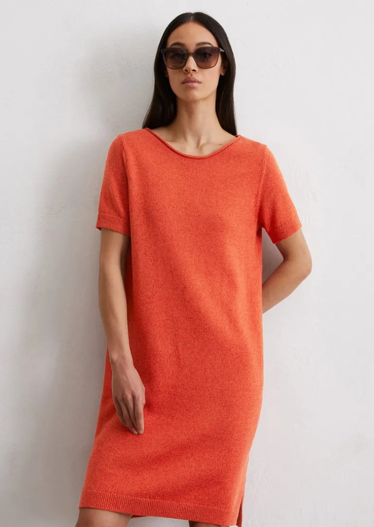 Kurzarm-Strickkleid relaxed aus Bio-Baumwolle-Leinen-Mix