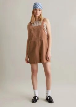 Kurzer Overall relaxed aus Leinen-Baumwolle-Mix