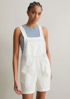 Kurzer Overall relaxed aus Leinen-Baumwolle-Mix