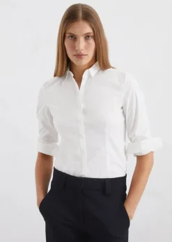Langarm-Bluse in Stretch-Popeline-Qualität