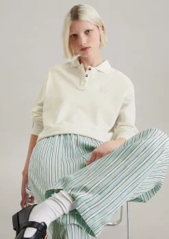 Langarm-Poloshirt wide aus Piqué-Jersey