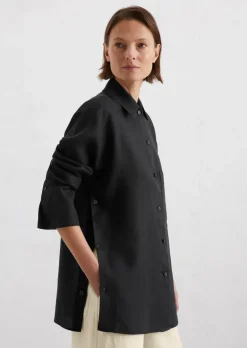 Lange Leinenbluse relaxed aus leichter Qualität