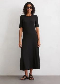 Langes Jersey-Kleid flared mit TENCEL™ Lyocell