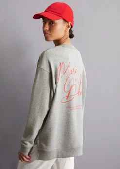 Langes Sweatshirt relaxed aus Bio-Baumwoll-Mix