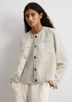 Leinenjacke regular mit Garment dye-Effekt