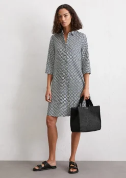 Leinenkleid relaxed mit Print-Muster