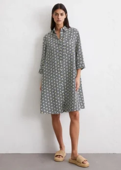 Leinenkleid relaxed mit Print-Muster