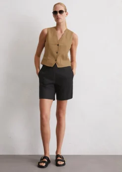 Leinenshorts flared aus Leinen-Viskose-Stretch