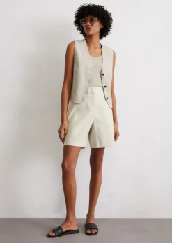 Leinenshorts flared aus Leinen-Viskose-Stretch