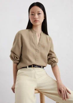 Leinen-Tunikabluse regular aus reinem Leinen