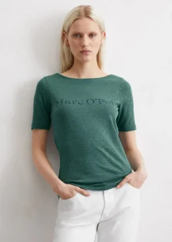 Logo-T-Shirt regular aus weichem Slub-Jersey