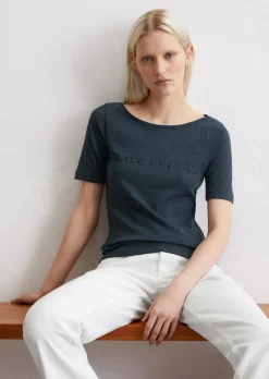 Logo-T-Shirt regular aus weichem Slub-Jersey