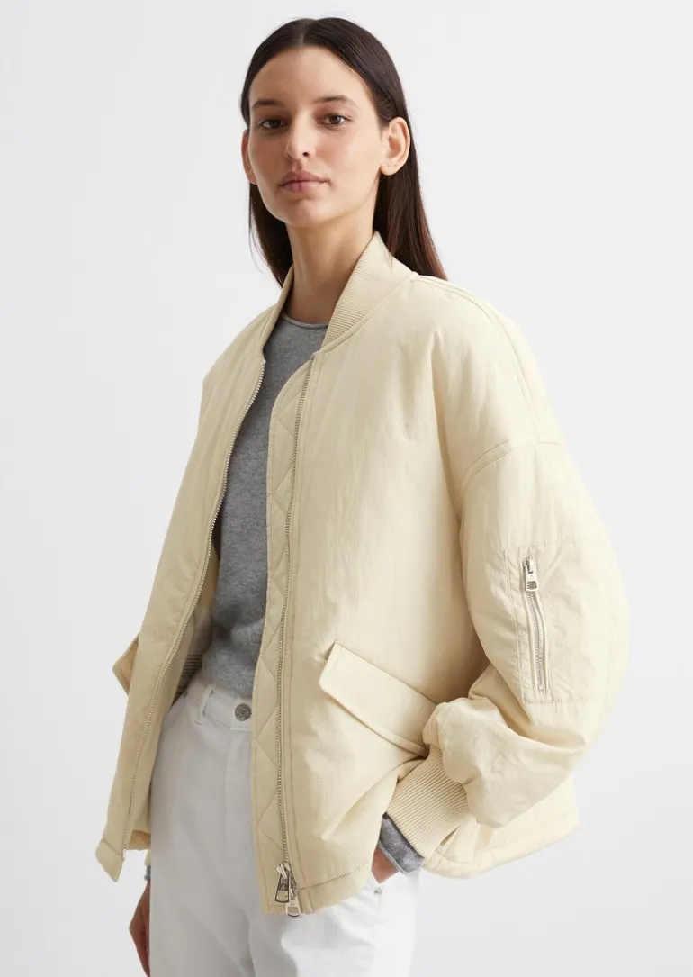 Long-Blouson relaxed aus Crinkle-Nylon