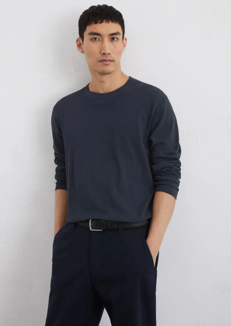 Longsleeve regular aus Bio-Baumwoll-Leinen-Mix