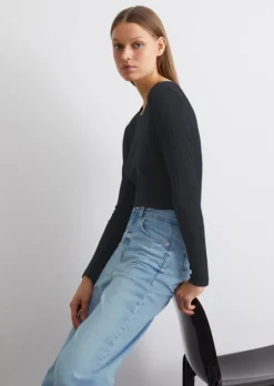 Longsleeve slim aus Organic-Cotton-Modal-Mix