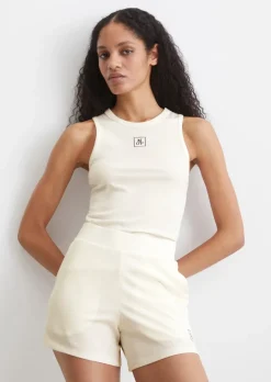 Lounge-Jerseyshorts aus geripptem Bio-Baumwoll-Modal-Mix