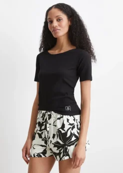 Loungeshirt aus geripptem Bio-Baumwoll-Modal-Mix