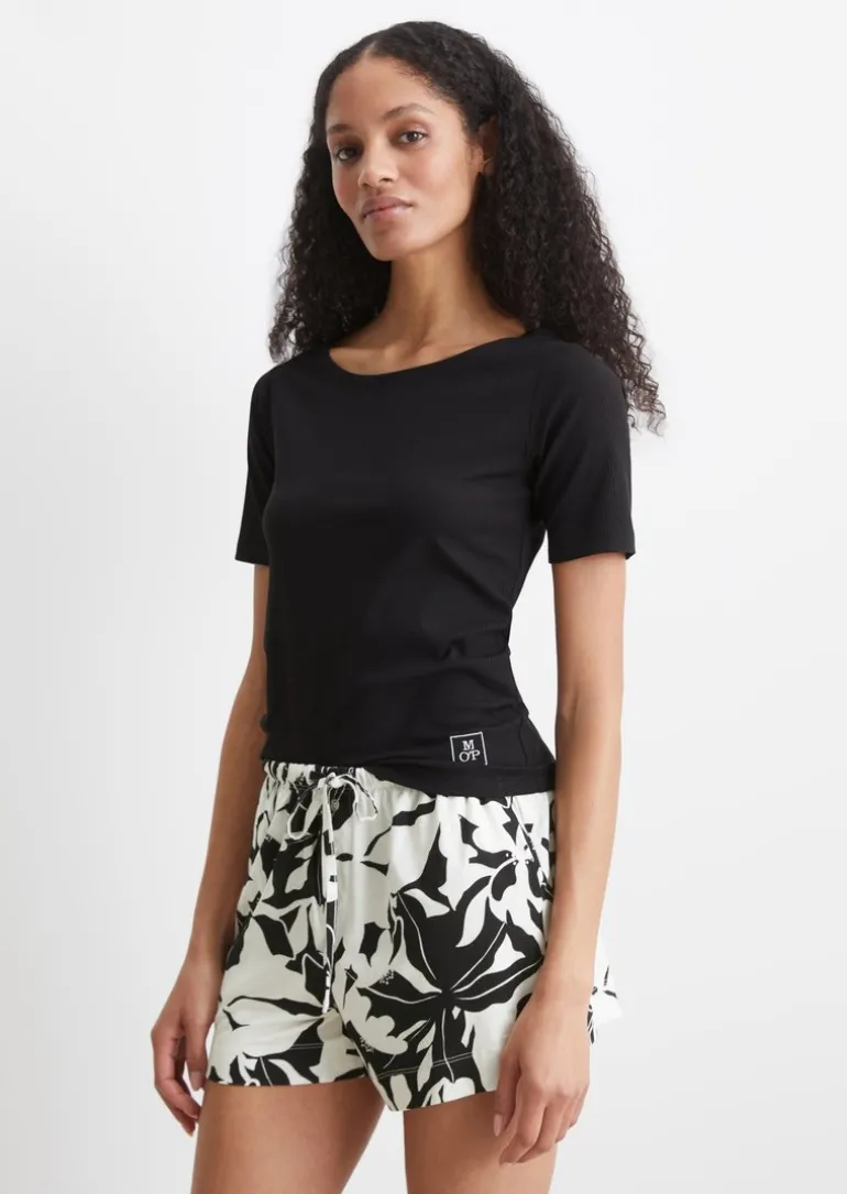 Loungeshirt aus geripptem Bio-Baumwoll-Modal-Mix