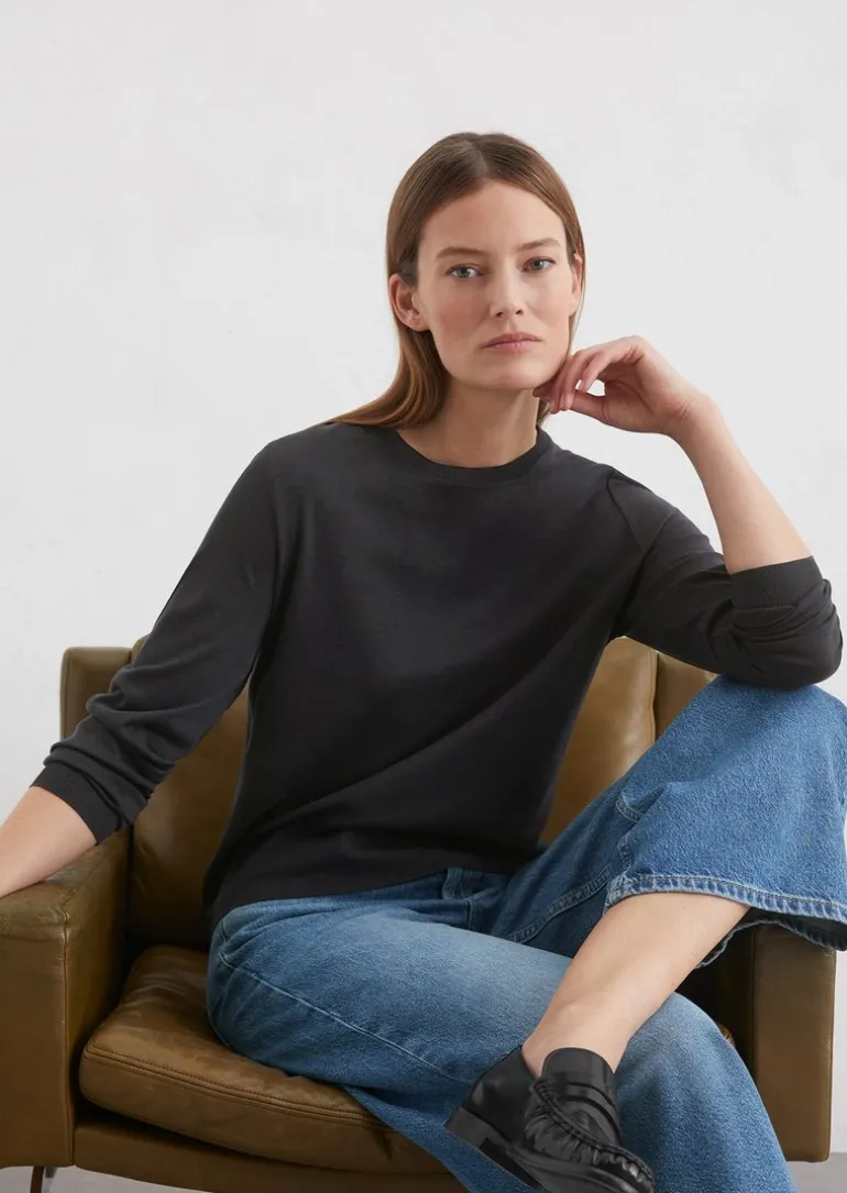 Luxury Longsleeve regular aus TENCEL™ Lyocell-Baumwolle-Mix