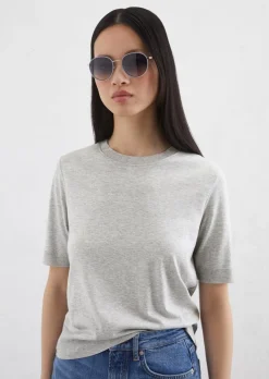 Luxury T-Shirt regular aus TENCEL™ Lyocell-Baumwolle-Mix