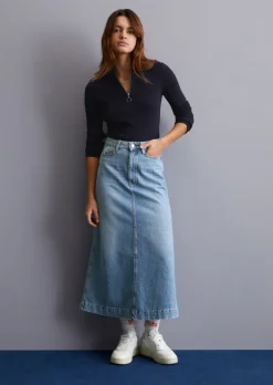 Maxi-Jeansrock wide ohne Stretch-Anteil