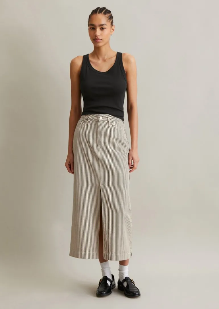 Maxirock regular aus gestreiftem Organic Cotton