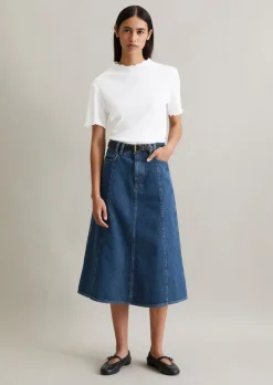 Midi-Jeansrock midi aus reiner Baumwolle