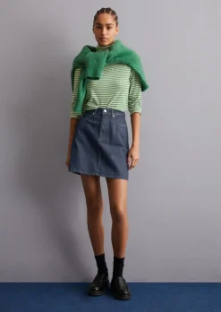 Mini-Jeansrock regular aus dunklem Rigid Denim