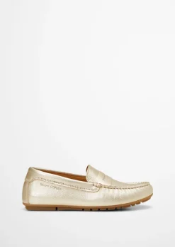 Mokassin aus Rindleder mit Metallic-Glanz