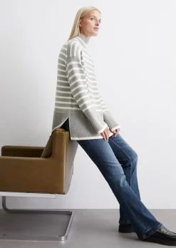 Oversize Strickpullover mit Streifen-Dessin
