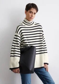 Oversize Strickpullover mit Streifen-Dessin