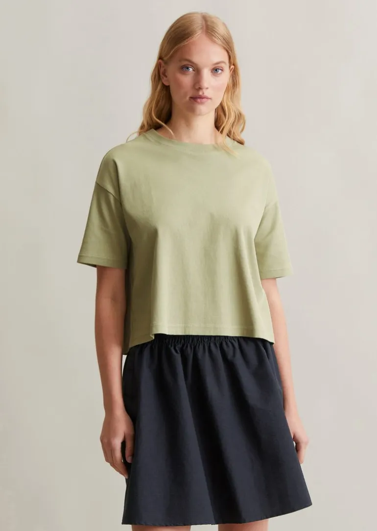Oversize-T-Shirt cropped aus gerippter Bio-Baumwolle