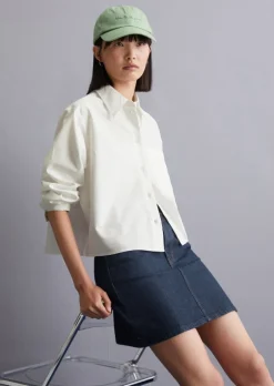 Oxford-Bluse cropped aus Organic Cotton